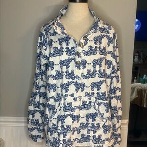 Lilly Pulitzer Blue and White Patterned Pullover
